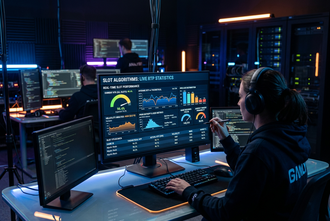 Modern slots dashboard showing RTP data and algorithms analysis
