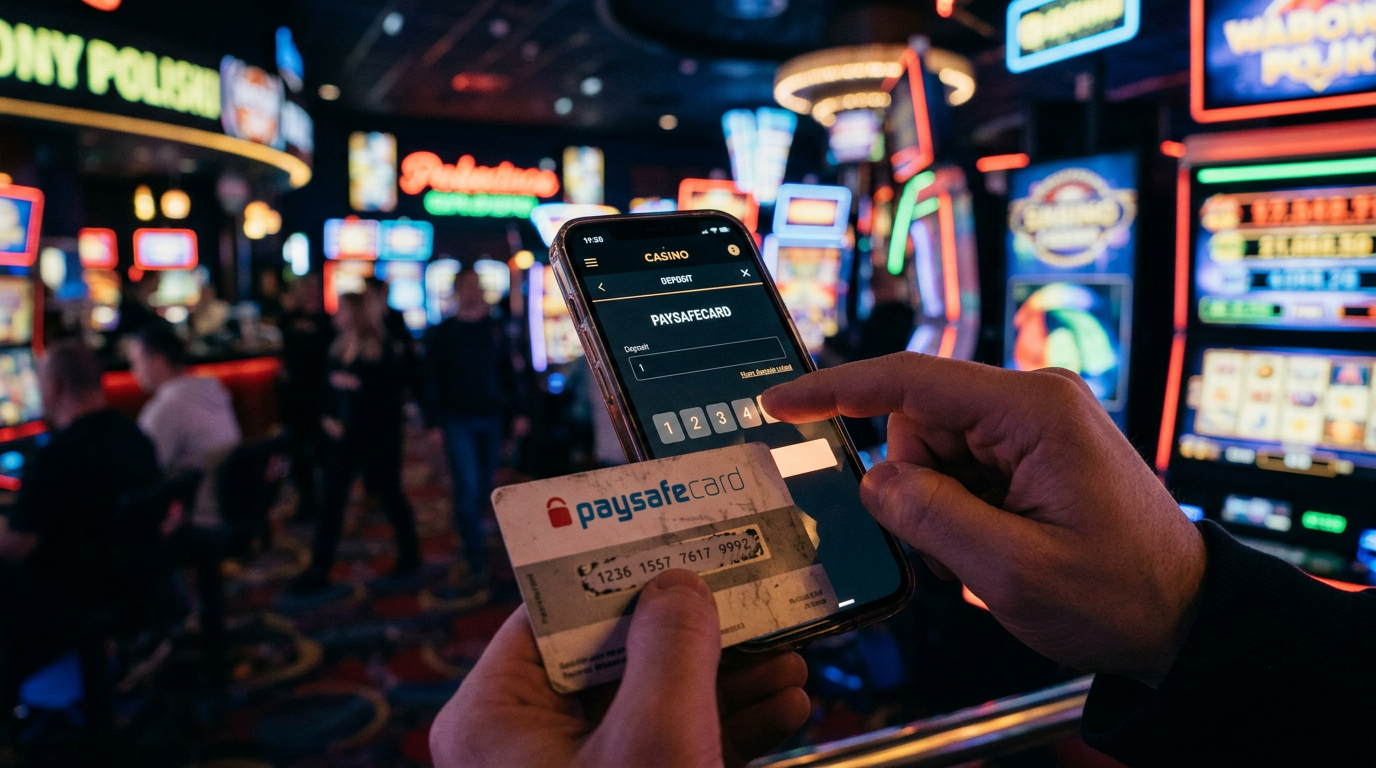 Smartfon wyświetlający proces płatności Paysafecard w kasynie online